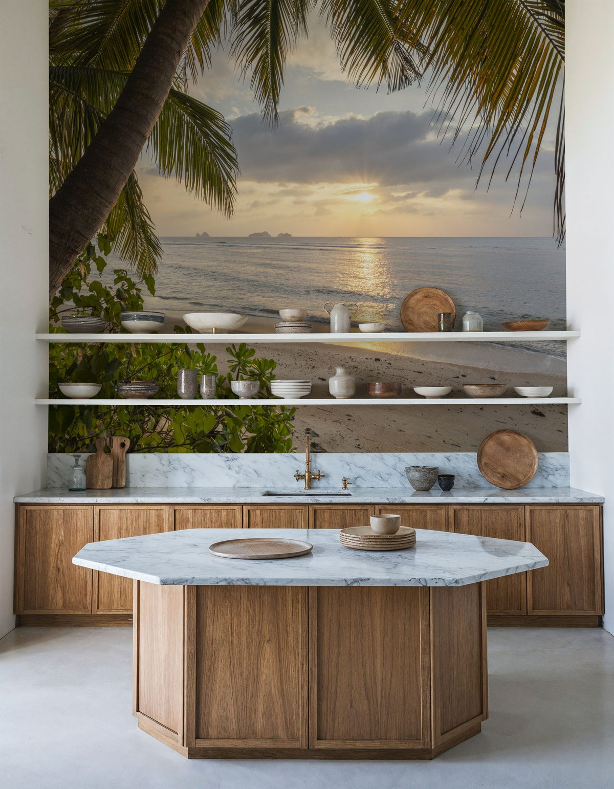 Golden Shore Sunrise Mural Wallpaper - room preview 02