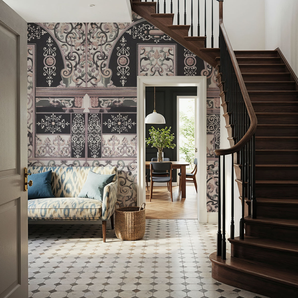 German Renaissance, Pink Mural Wallpaper - room preview 02