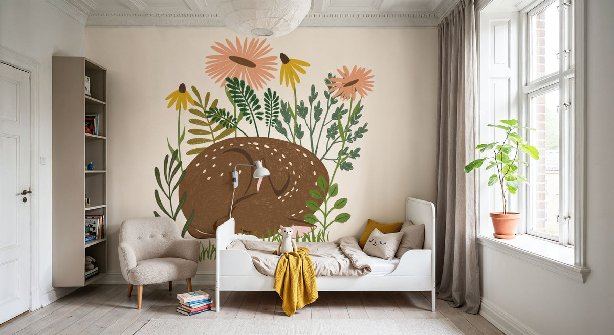 Sleeping Deer Mural Wallpaper - room preview 02