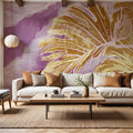 High Grunge Leaves Mural Wallpaper - Red Tone - room preview 02