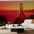 Golden Gate Twilight Mural Wallpaper - Red Tone - room preview 02