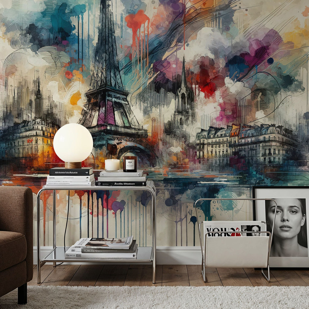 Watercolor Skyline Paris II Mural Wallpaper - room preview 02