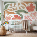 Floral Abstract II on White Mural Wallpaper - room preview 02