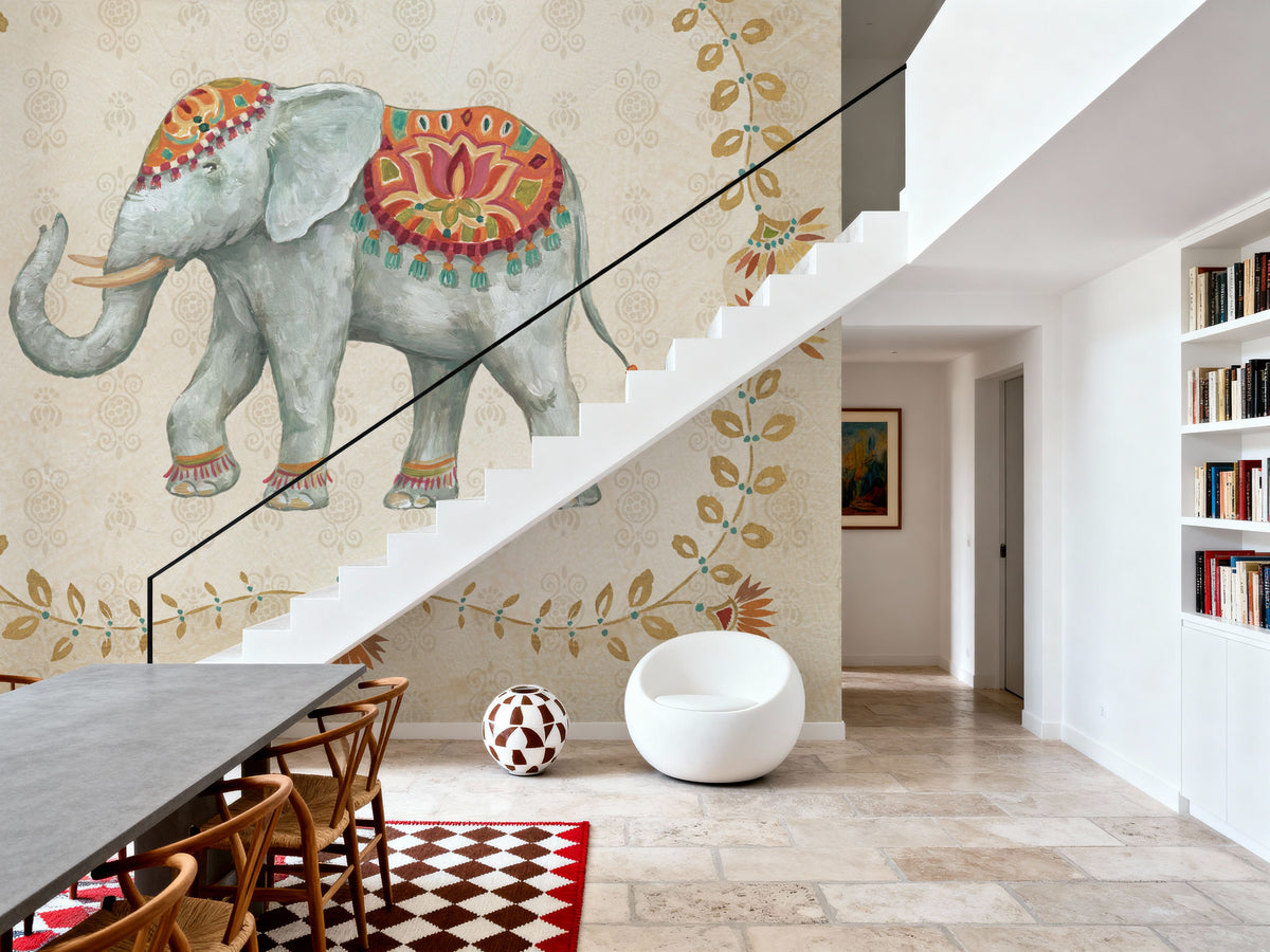 Elephant Walk V Mural Wallpaper - room preview 02