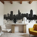 Raleigh North Carolina Skyline Black & White Mural Wallpaper - room preview 02