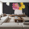Floral on Black I Mural Wallpaper - room preview 02