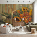 Sunflowers and Mums Mural Wallpaper - room preview 02