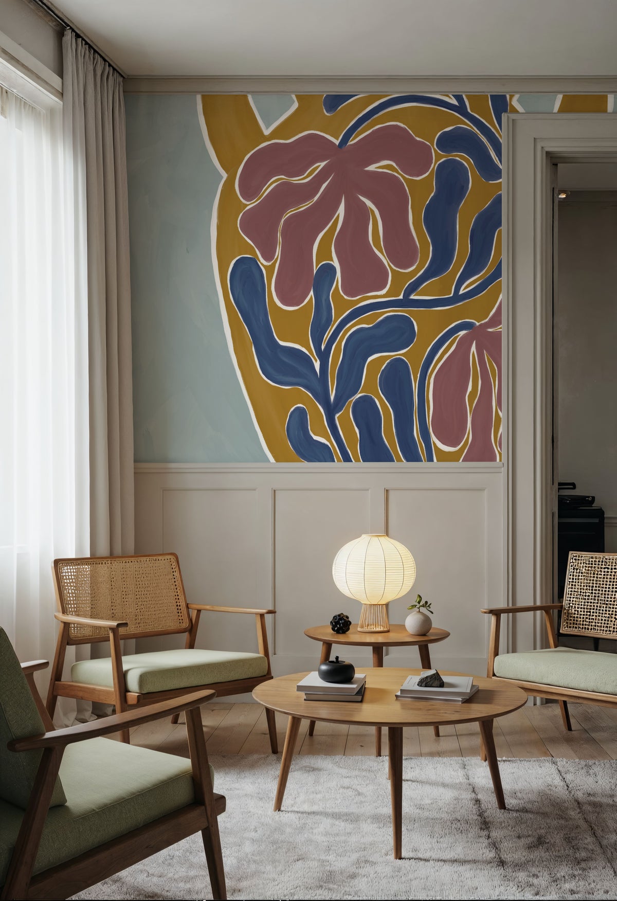 Modern Floral Vase I Mural Wallpaper - room preview 02