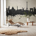 Paris Skyline Concrete Mural Wallpaper - room preview 02