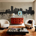 Toledo Ohio Skyline Concrete Mural Wallpaper - room preview 02