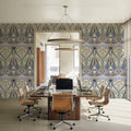 Floral Art Deco Aura, Periwinkle Mural Wallpaper - room preview 02