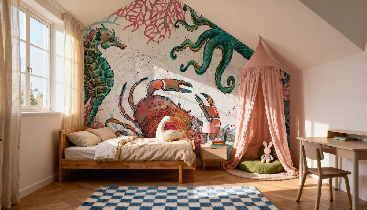 Ocean Finds Mural Wallpaper - room preview 02