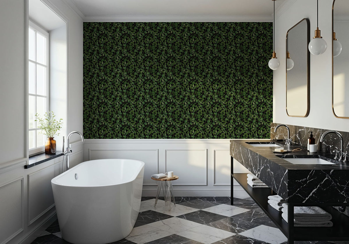 Green Leaf Canopy Mural Wallpaper - room preview 02