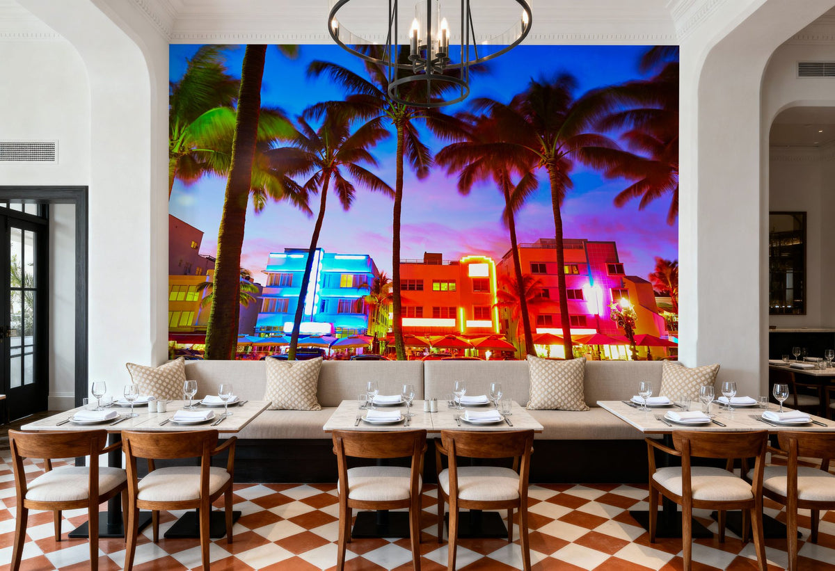 South Beach Lights Mural Wallpaper - room preview 02