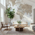 World Map Cities - Ghada Mural Wallpaper - room preview 02