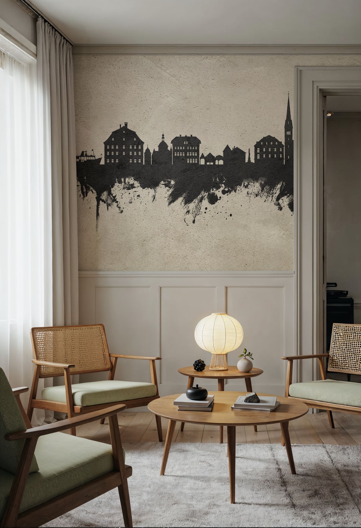Hallstatt Austria Skyline Concrete Mural Wallpaper - room preview 02