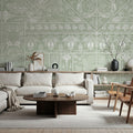 Floral Mood Green Mural Wallpaper - Neutral Tone - room preview 02