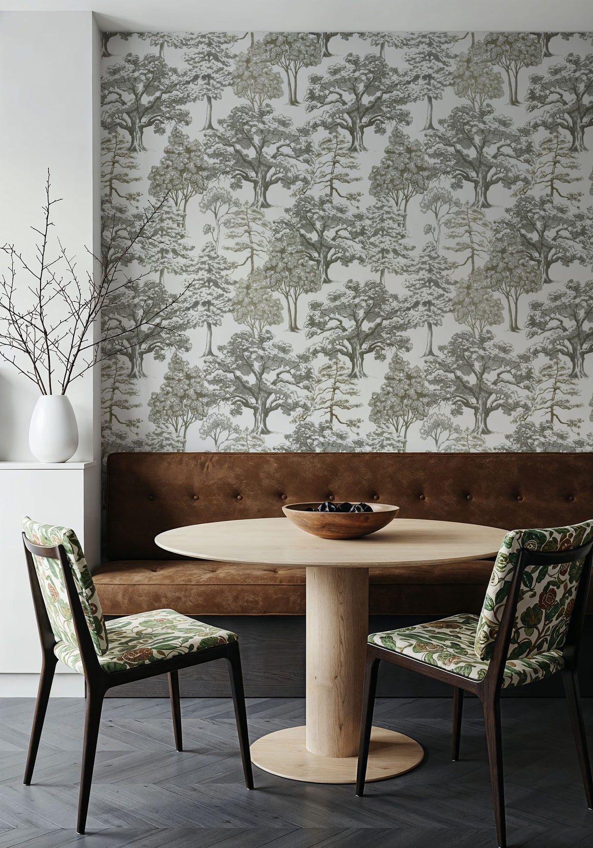 Park Trees, White Mural Wallpaper - room preview 02