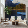 Mountain Lake Canoe Mural Wallpaper - room preview 02
