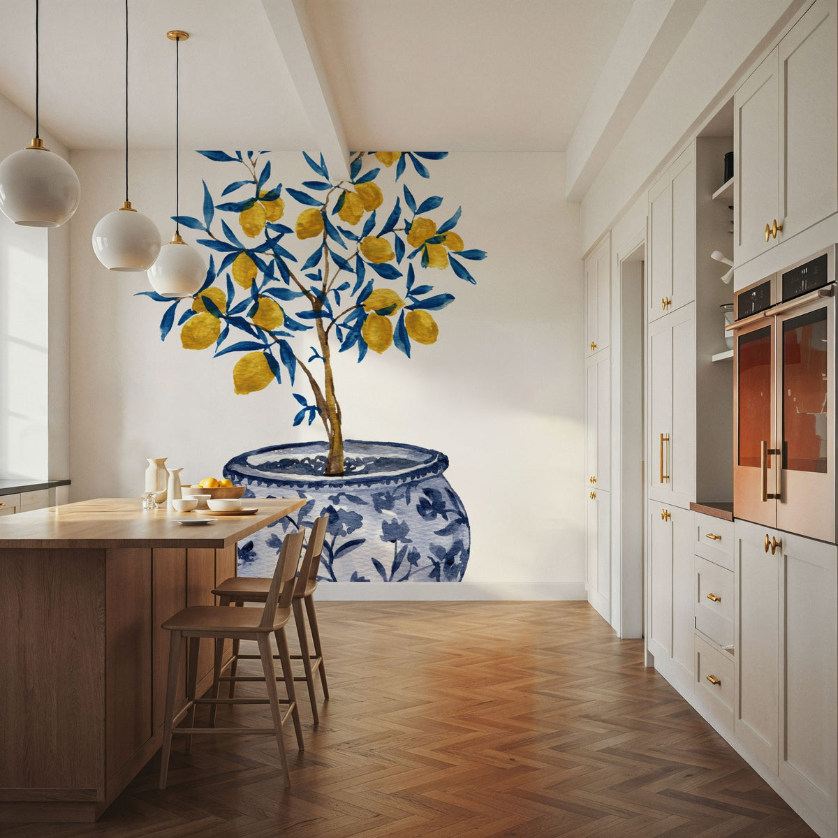Lemon Tree in Chinoserie Mural Wallpaper - room preview 02