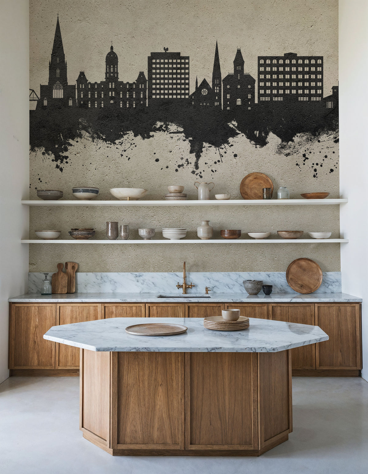 Fredericton Canada Skyline Concrete Mural Wallpaper - room preview 02