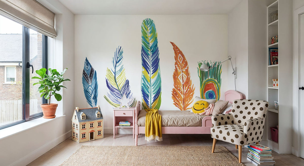 Rainbow Feathers III Mural Wallpaper - room preview 02