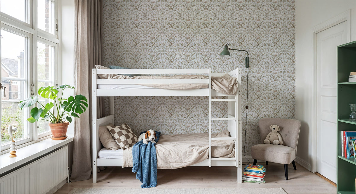 Spring Field Rabbits, Sepia Mural Wallpaper - room preview 02