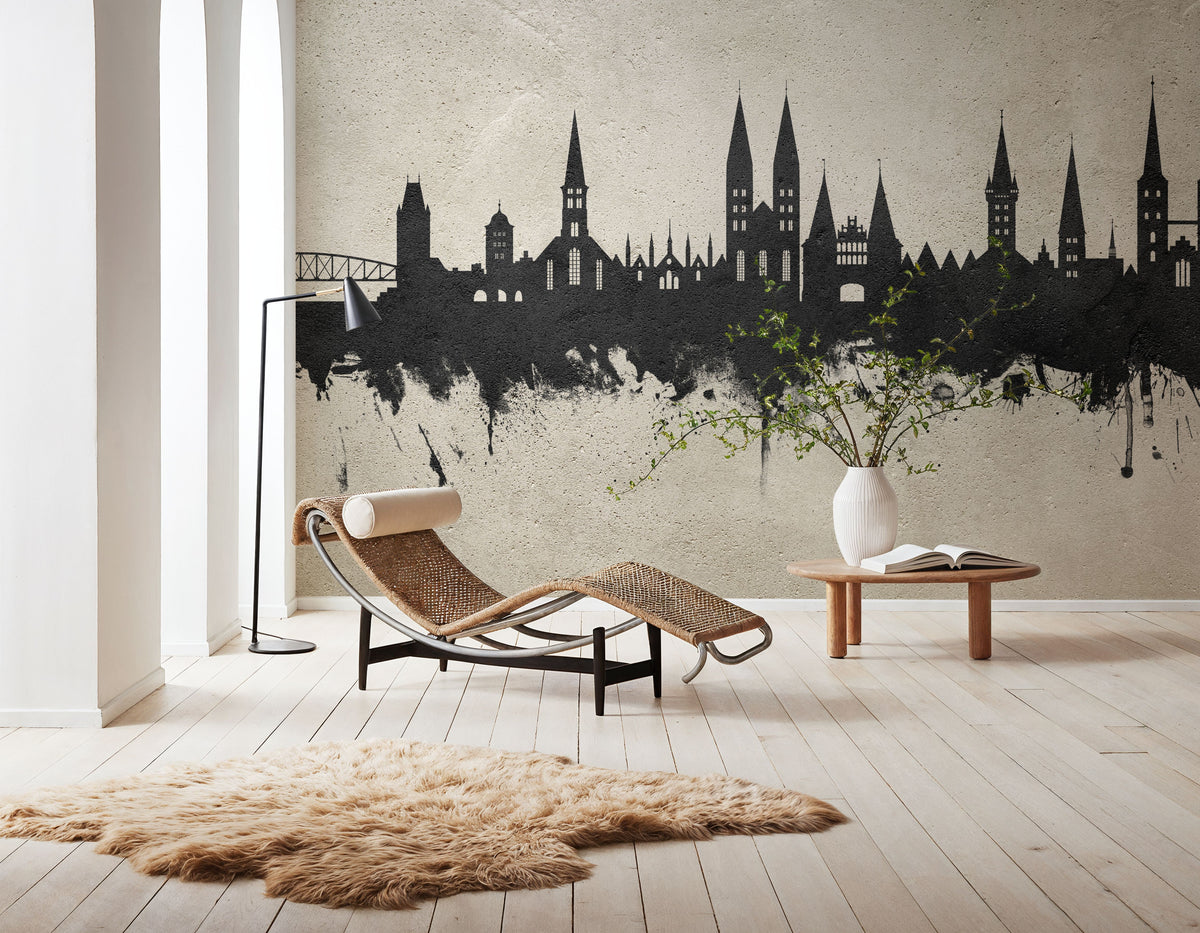 Lubeck Germany Skyline Concrete Mural Wallpaper - room preview 02