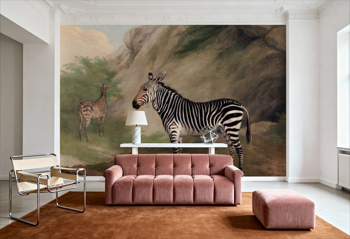 Dwellpaper Antique Zebras Mural Wallpaper image 2