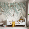 Willow & Birds, White Mural Wallpaper - room preview 02