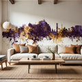 Jersey Channel Islands Skyline Purple & Gold Mural Wallpaper - room preview 02