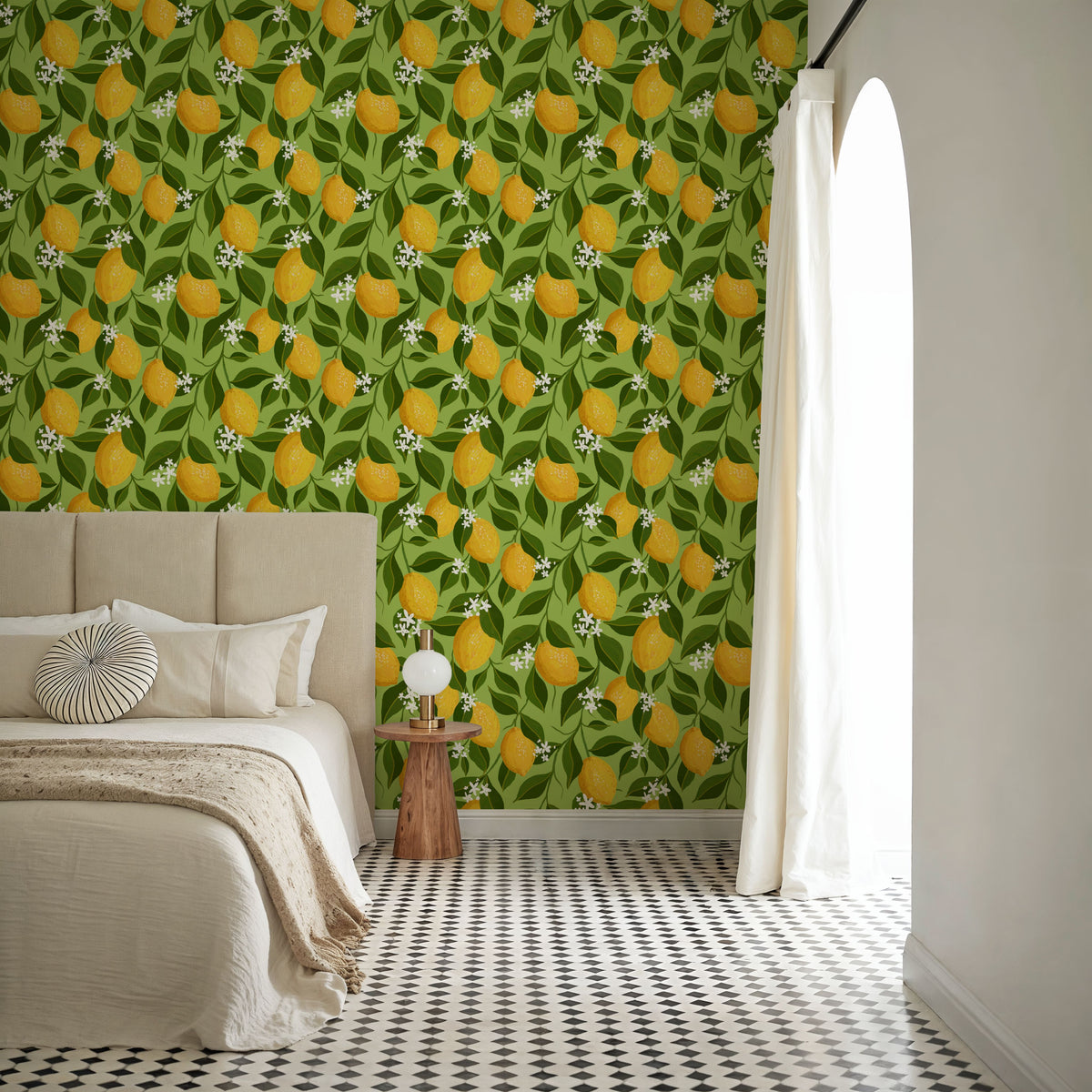 Trailing Lemons, Fresh Green Mural Wallpaper - room preview 02