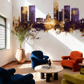 Luanda Skyline Purple & Gold Mural Wallpaper - room preview 02