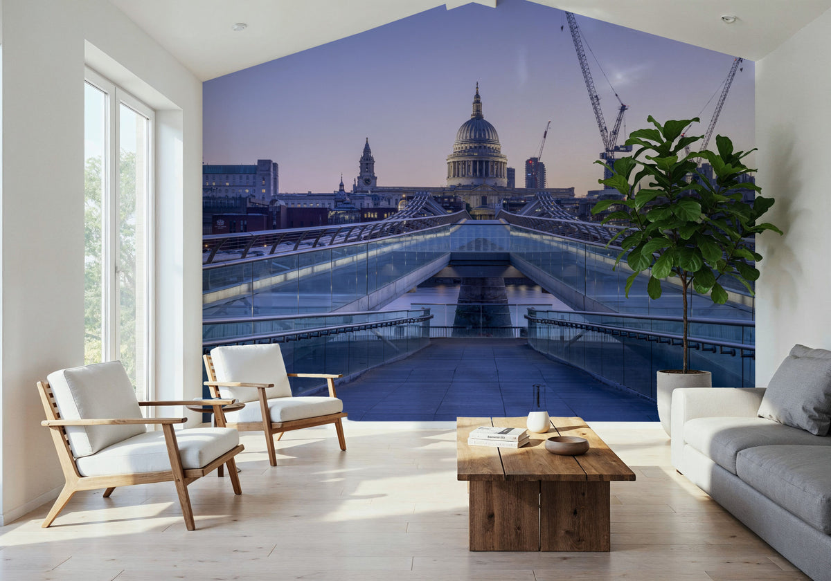 Millennium Bridge and Saint Paul´s Cathedral Mural Wallpaper - room preview 02