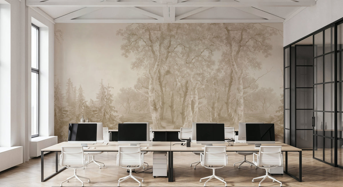 Forest Immersion Pale Beige Mural Wallpaper - room preview 02