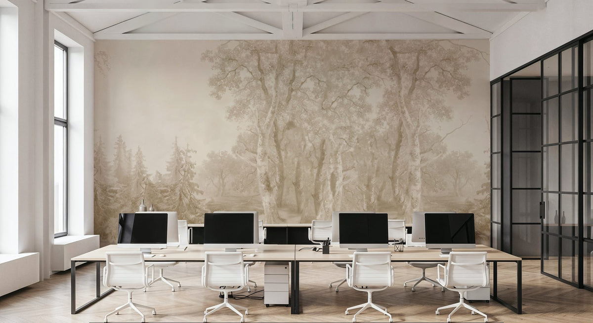 Forest Immersion Pale Beige Mural Wallpaper - room preview 02