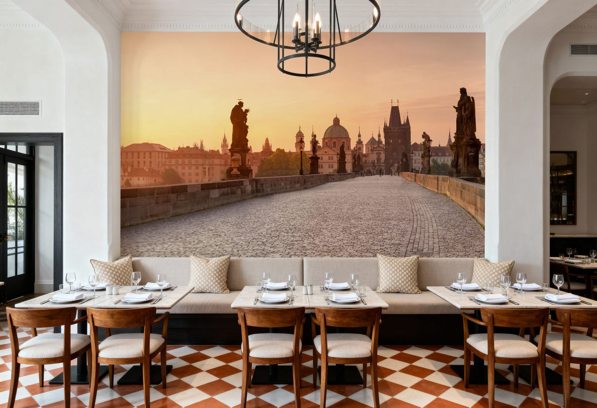 Charles Bridge Sunrise Mural Wallpaper - room preview 02