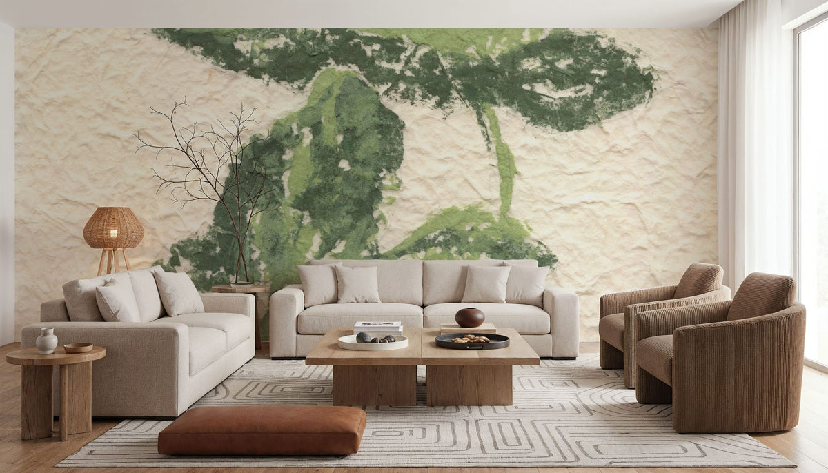 Textile Leaves I Mural Wallpaper - room preview 02