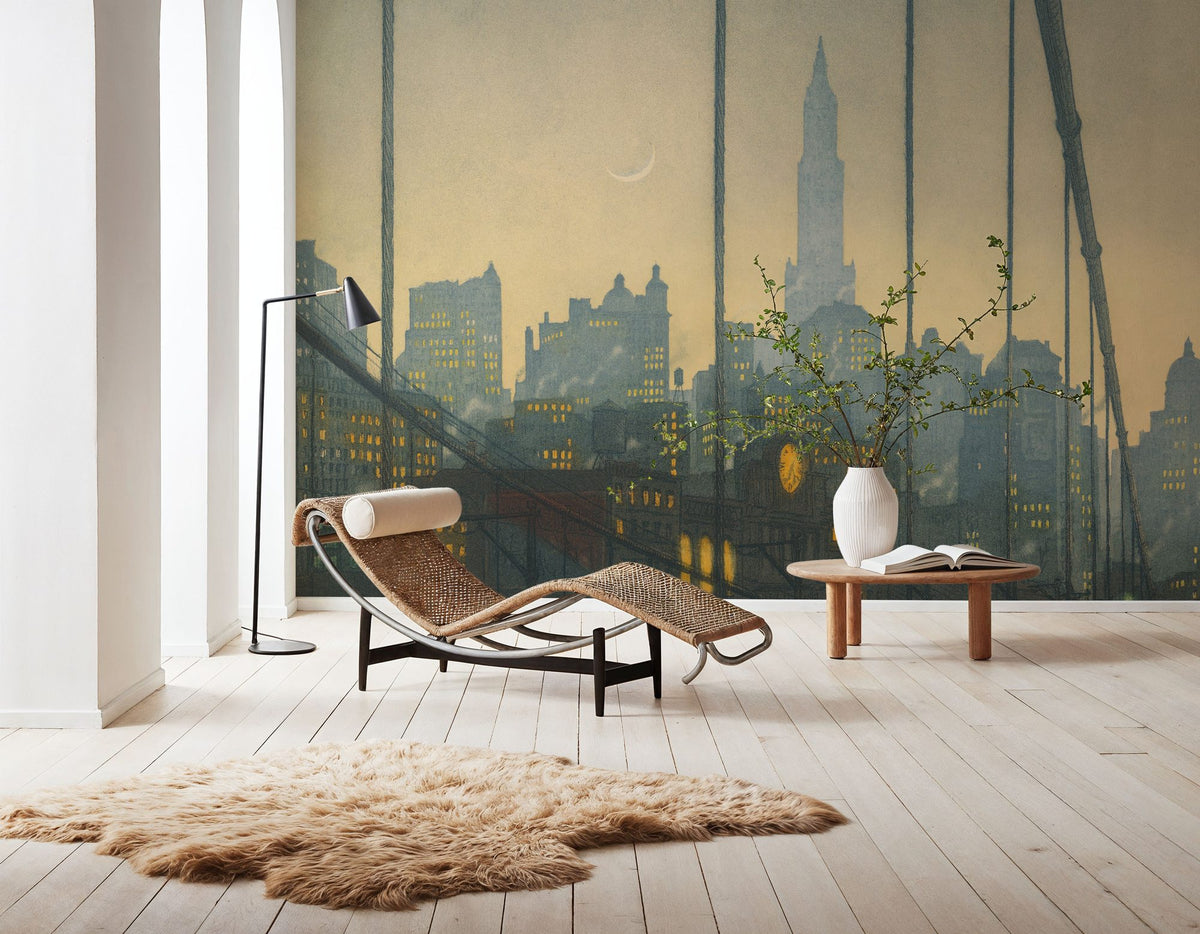 Dwellpaper New York, Brooklyn Bridge (1927) Illustration Mural Wallpaper image 2