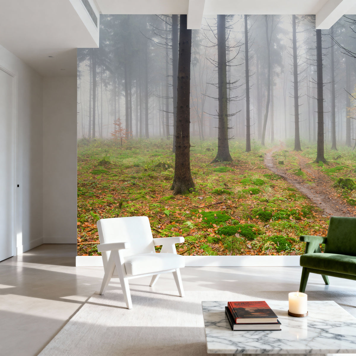 Foggy Forest Mural Wallpaper - room preview 02