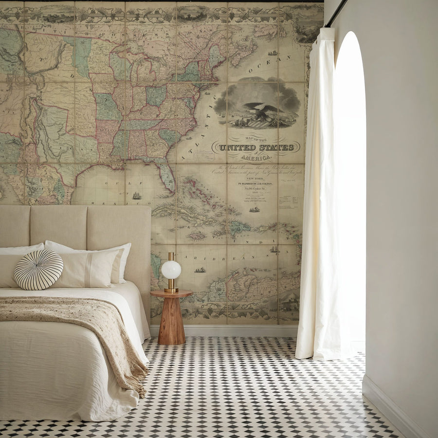 World Map Wallpaper Mural – Map Wall Mural – Colton's Unites States Map 1849