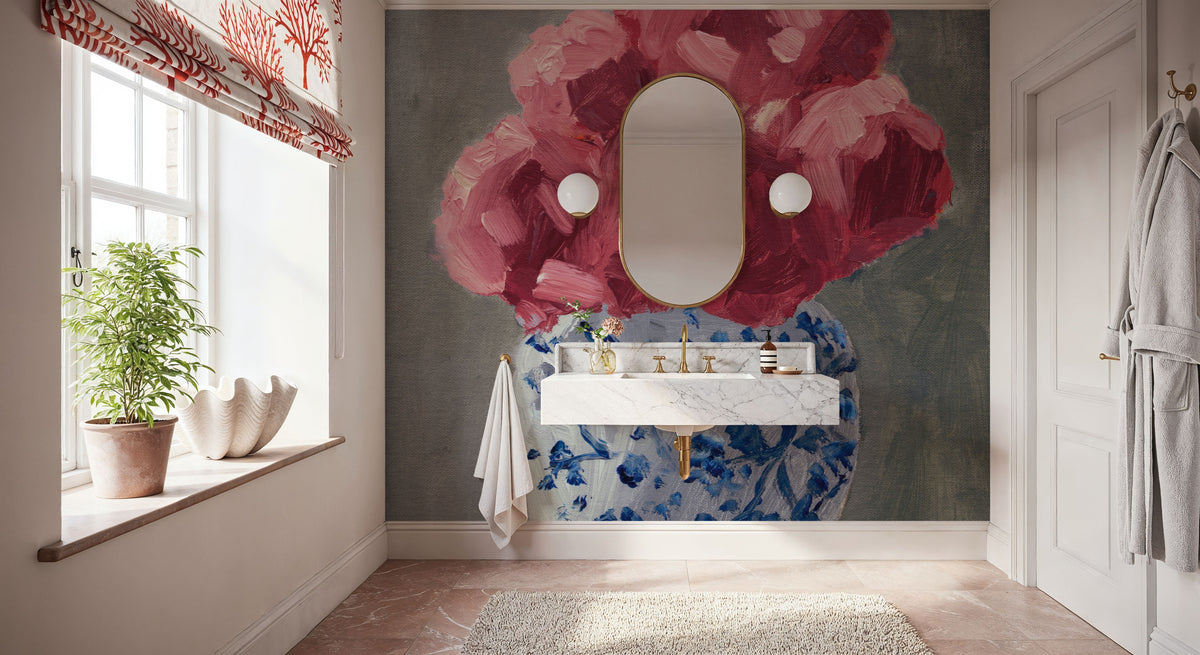 Peonies in Chinoiserie Vase Country Traditions Mural Wallpaper - room preview 02