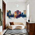 Norfolk Virginia Skyline Blue & Bronze Mural Wallpaper - room preview 02