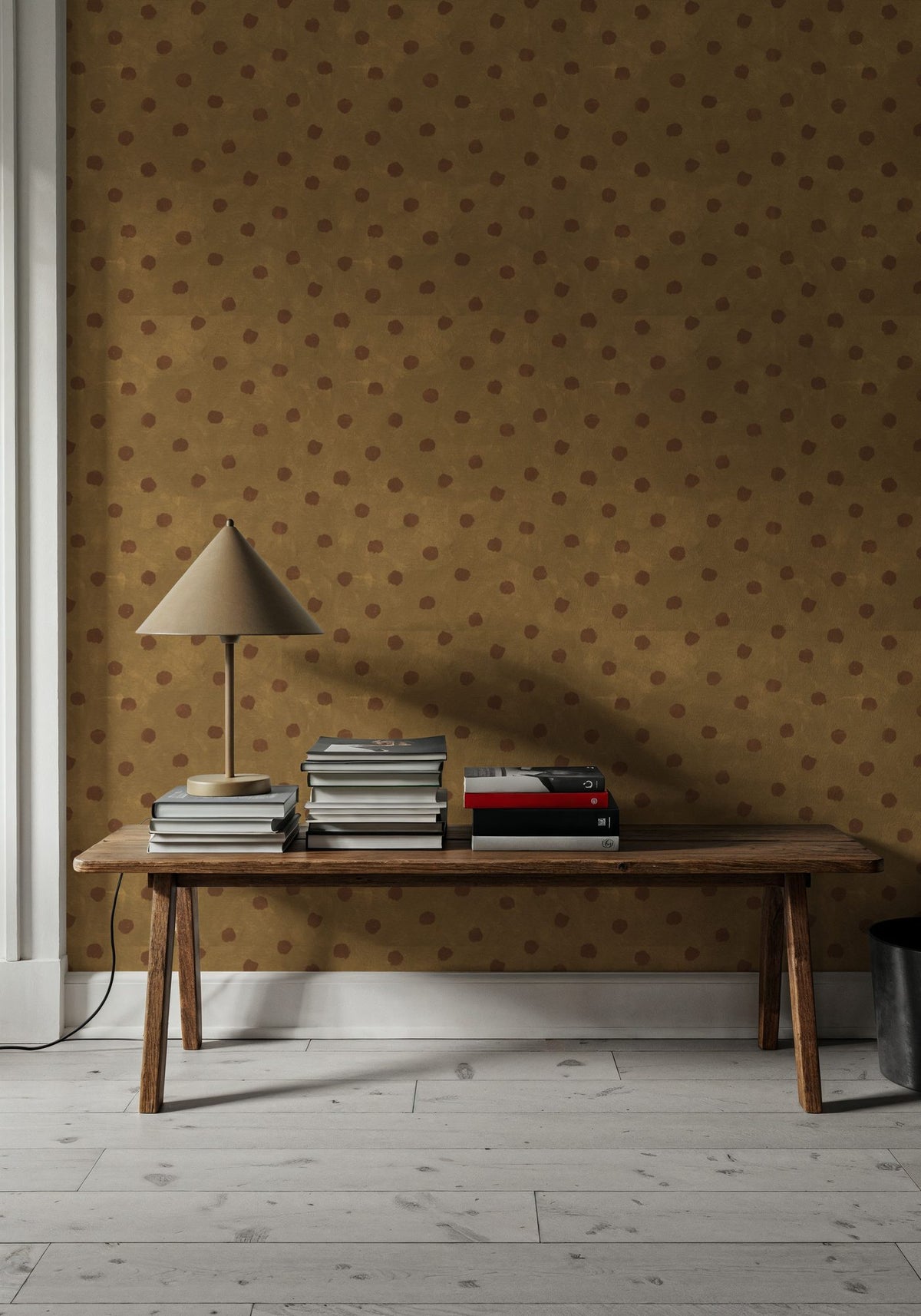 Autumn Dots Khaki Mural Wallpaper - room preview 02