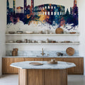 Nîmes France Skyline Blue & Bronze Mural Wallpaper - room preview 02