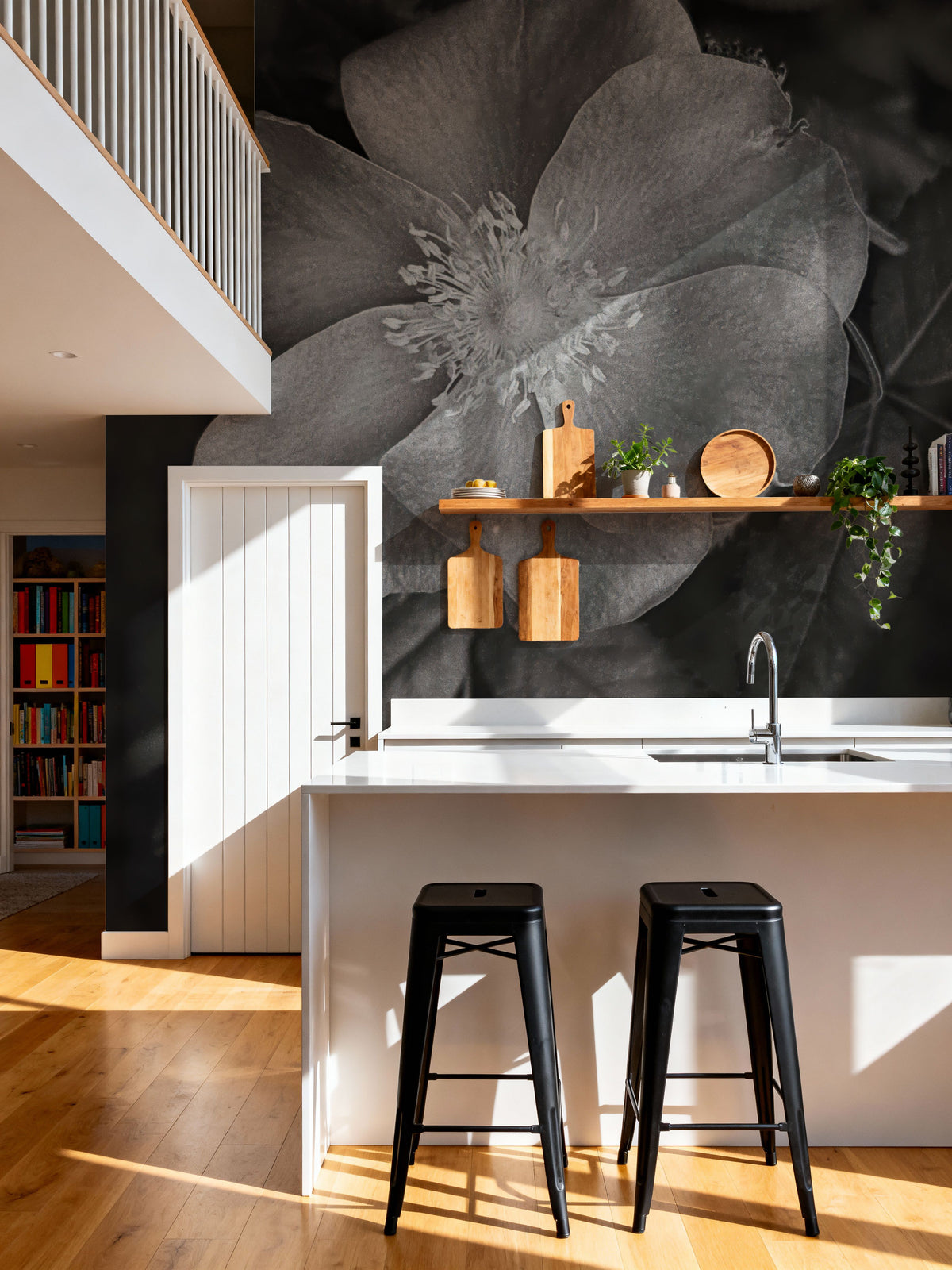Wild Rose BW I Mural Wallpaper - room preview 02