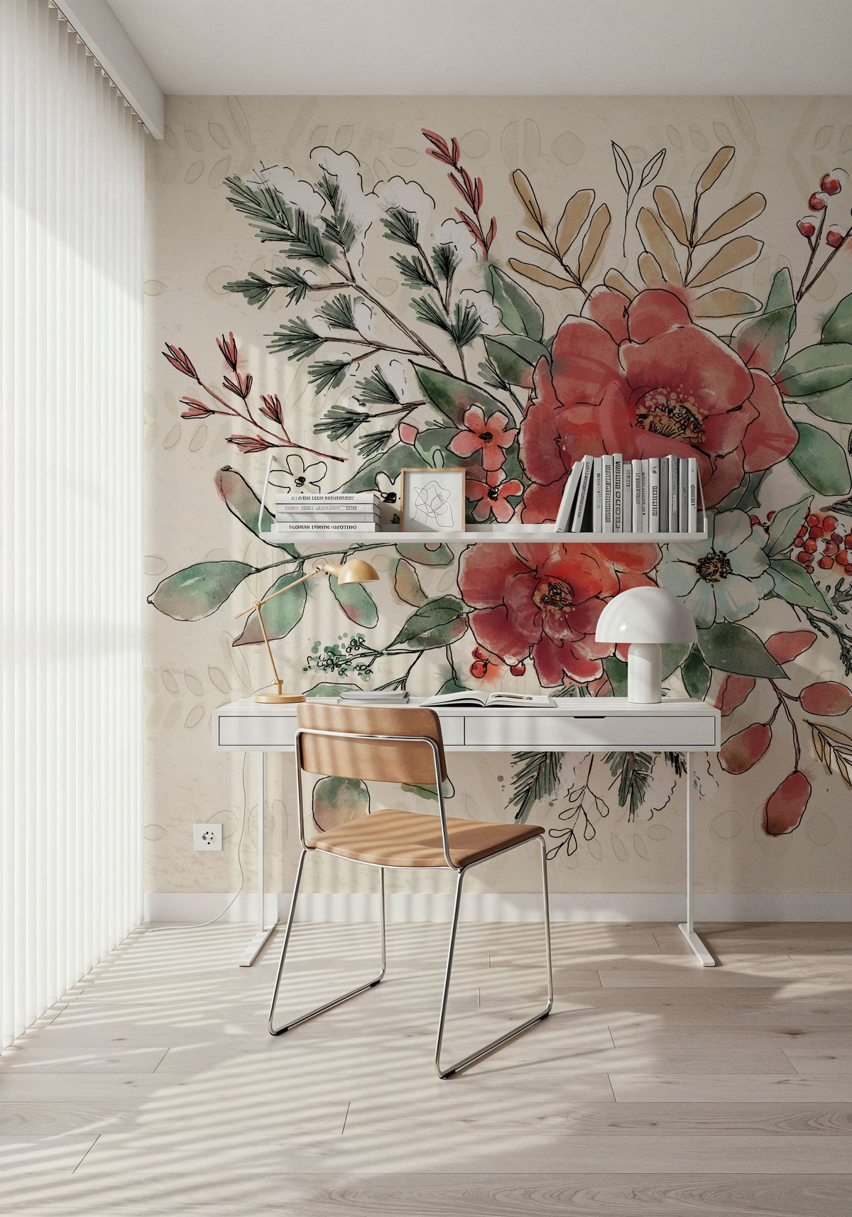 Festive Blooms VIII Mural Wallpaper - room preview 02