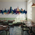 Rostock Germnay Skyline Blue & Bronze Mural Wallpaper - room preview 02