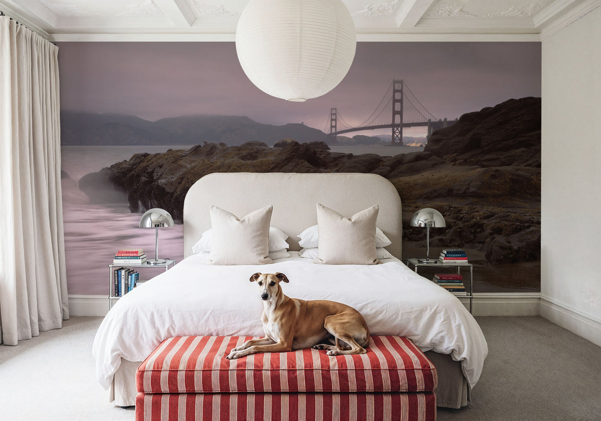 Misty Harbor Bridge Mural Wallpaper - room preview 02