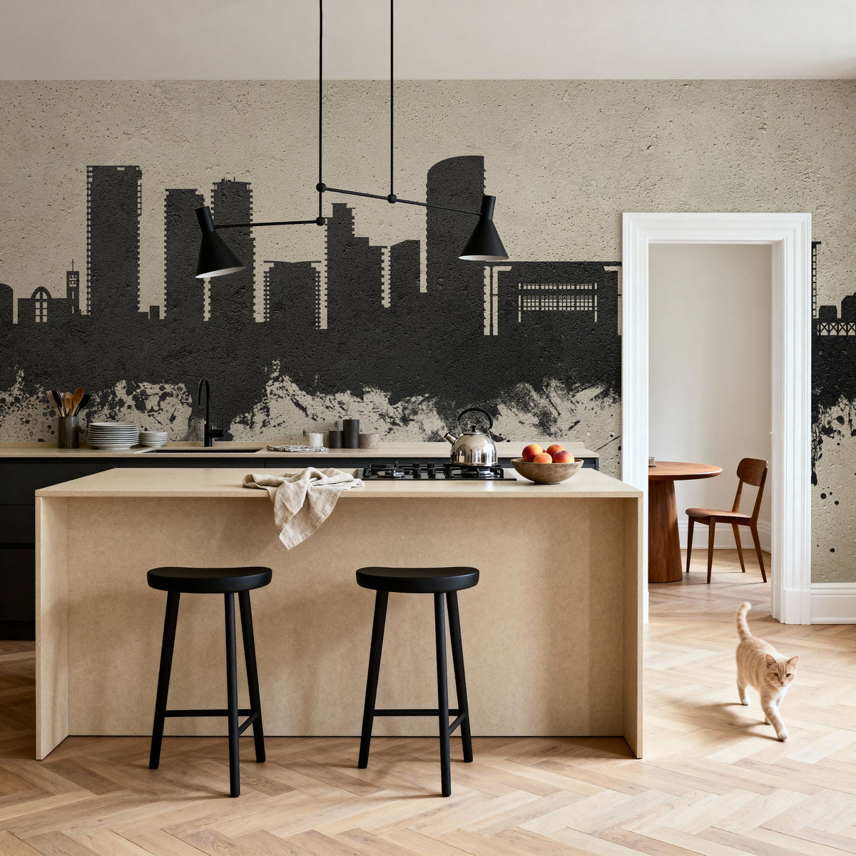 Darwin Australia Skyline Concrete Mural Wallpaper - room preview 02
